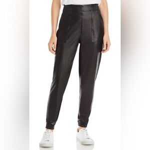 SPANX Women's Leather Like Joggers Black Small